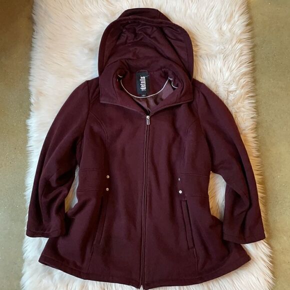 Details INTL Burgundy Full Zip Hooded Jacket w/Detachable Hood (Size: 1X) - Picture 12 of 14